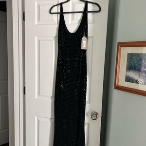 Meshki Black Sequin Maxi Dress NWT